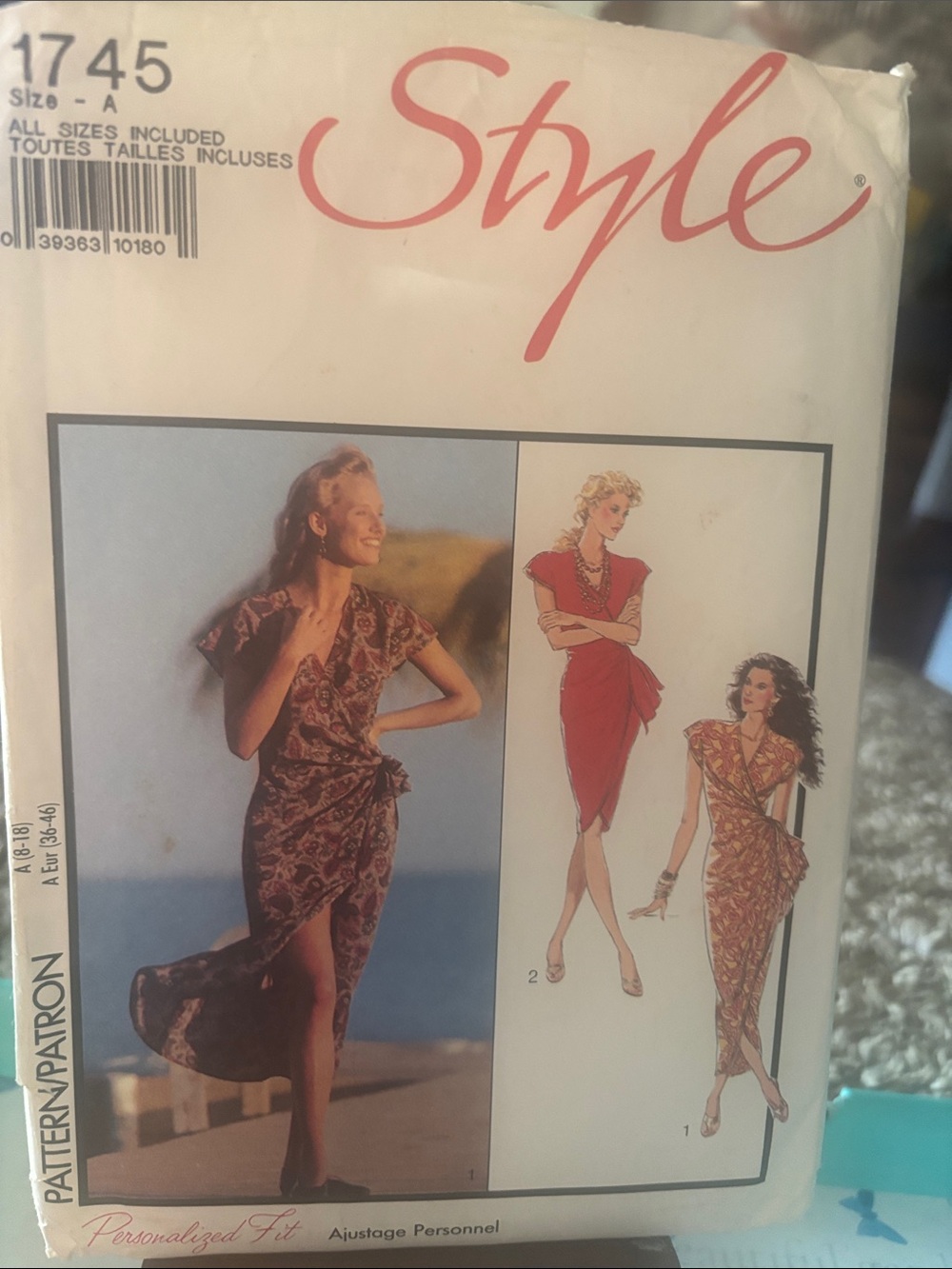vintage Style 1745 sarong-style wrap dress sewing pattern uncut